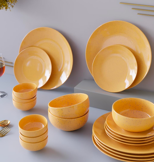 Mustard Marble 21 Piece Ceramic Gift Dinner Set