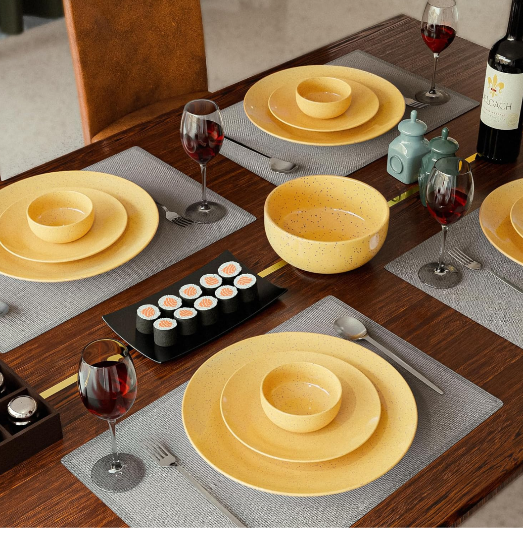 Mustard Marble 21 Piece Ceramic Gift Dinner Set