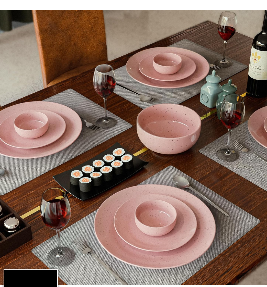 The Earth Store Pink Marble 21 Piece Ceramic Gift Dinner Set