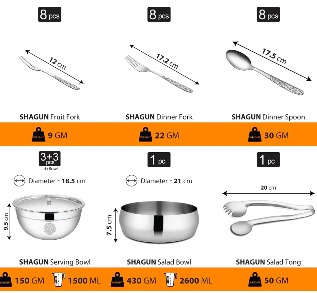 Solid Stainless Steel Laser Bloom Dinner Set