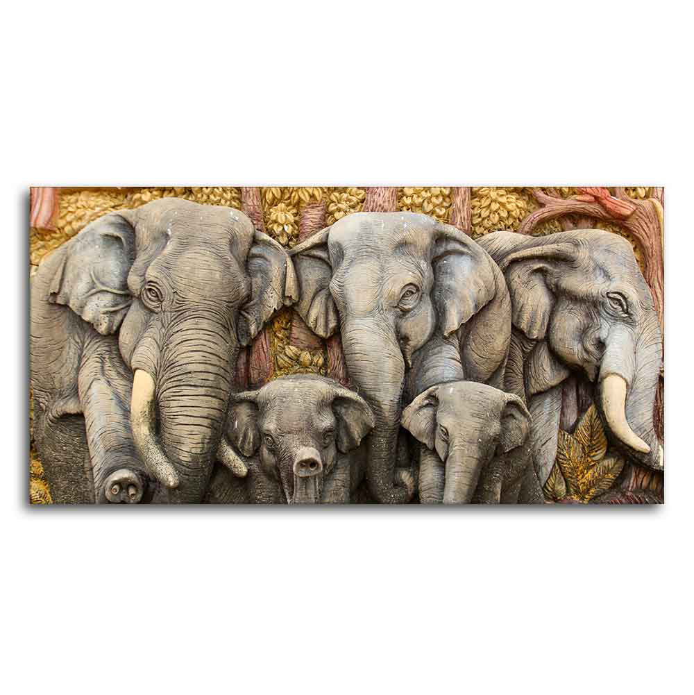 Beautiful Elephant Native Thai style Molding art wall Painting