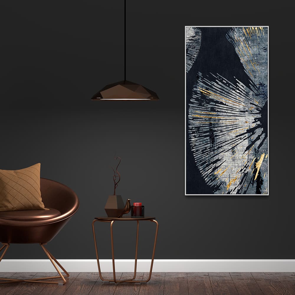 Black Background with Golden Textured Abstract Canvas Wall Painting