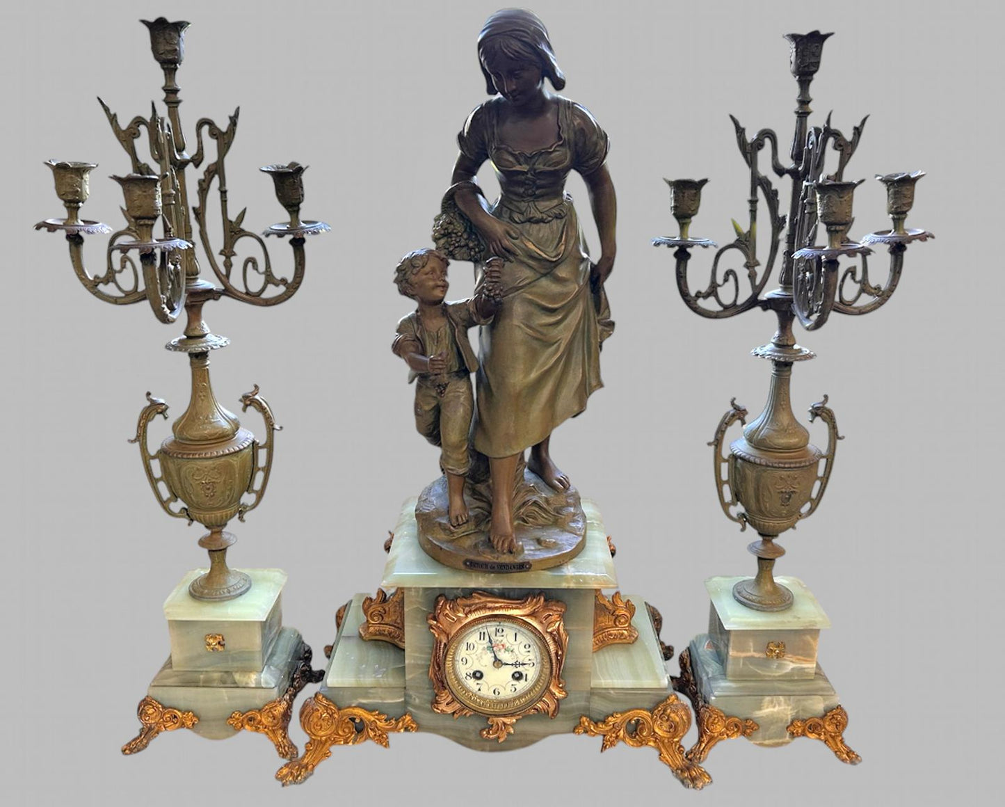 19th Century Large French Garniture Clock