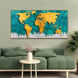 Play video Golden World Map Canvas Wall Painting