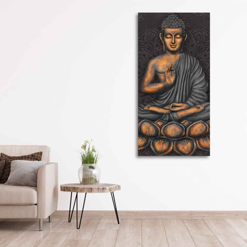 Lord Buddha in Forest Premium Canvas Wall Painting