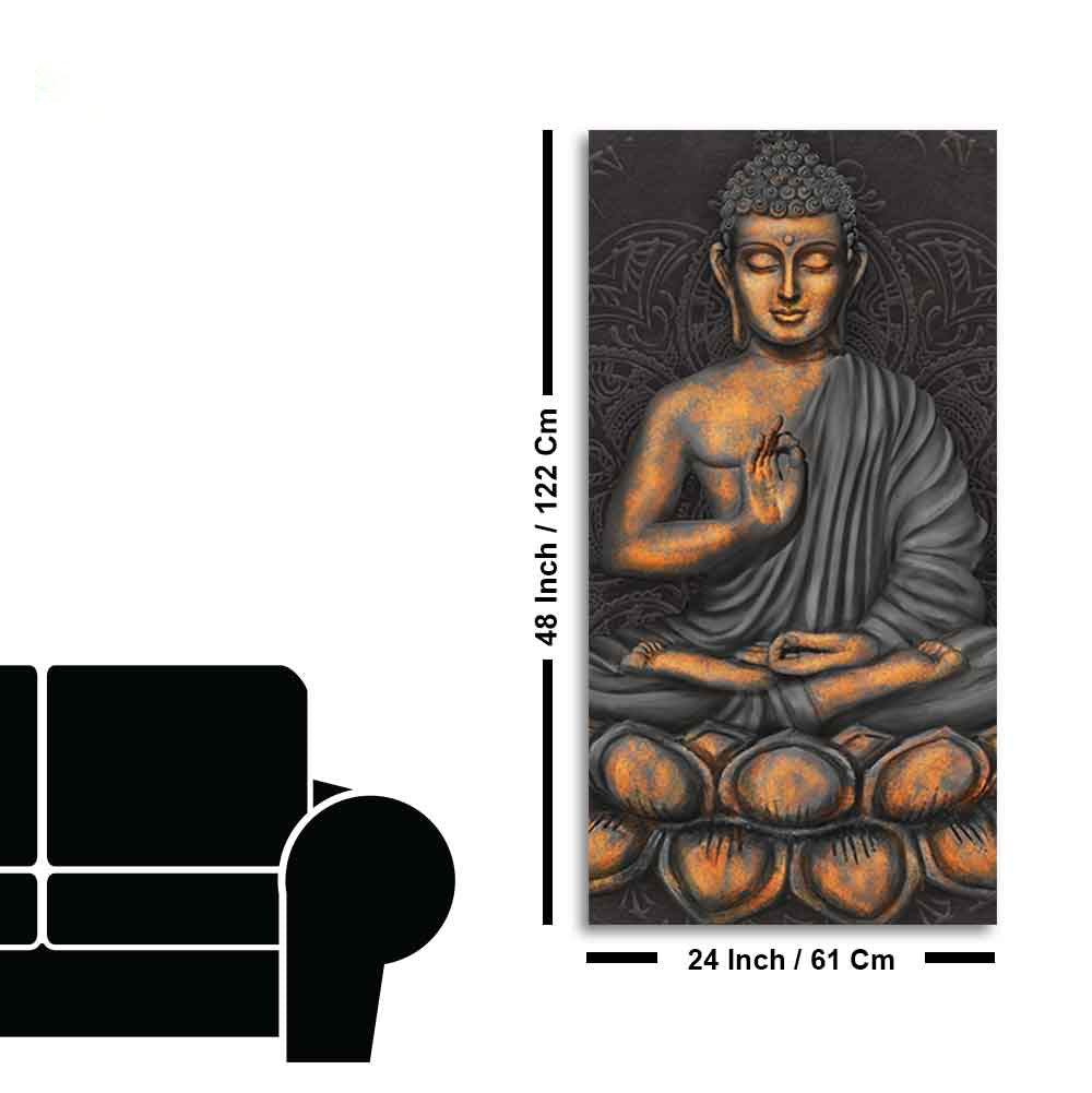 Lord Buddha in Forest Premium Canvas Wall Painting