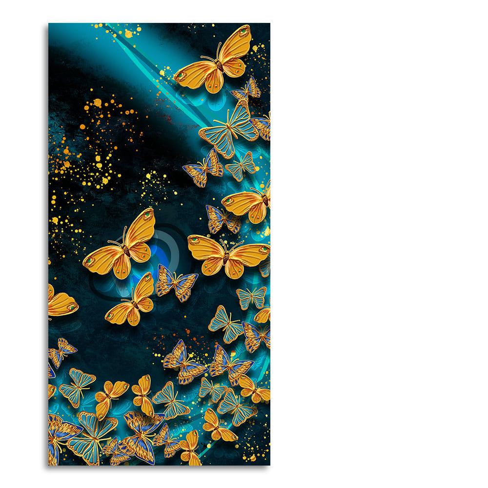 Premium Golden Flying Butterflies Canvas Wall Painting