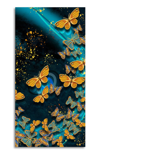 Premium Golden Flying Butterflies Canvas Wall Painting