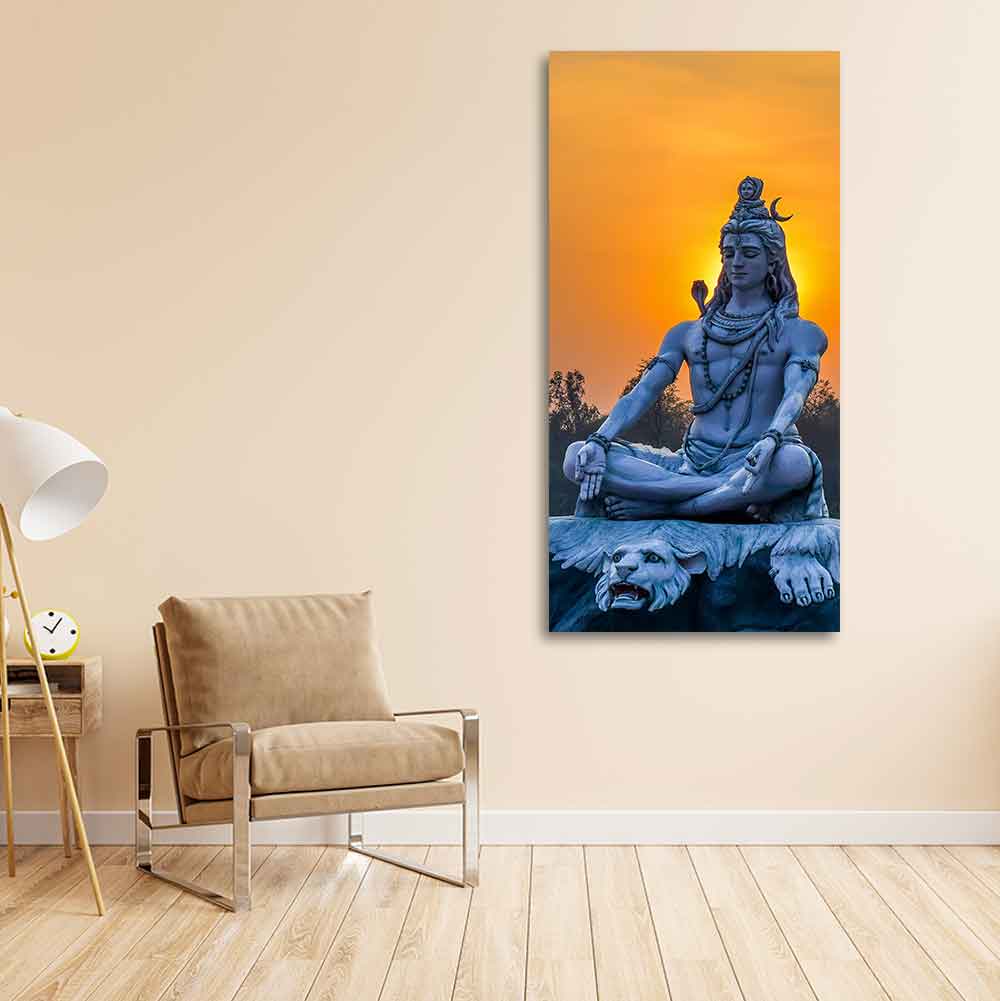 Wall Painting of Lord Shiva Statue with wooden Frame