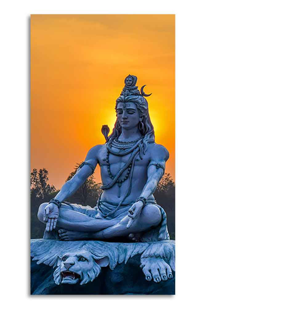 Wall Painting of Lord Shiva Statue with wooden Frame