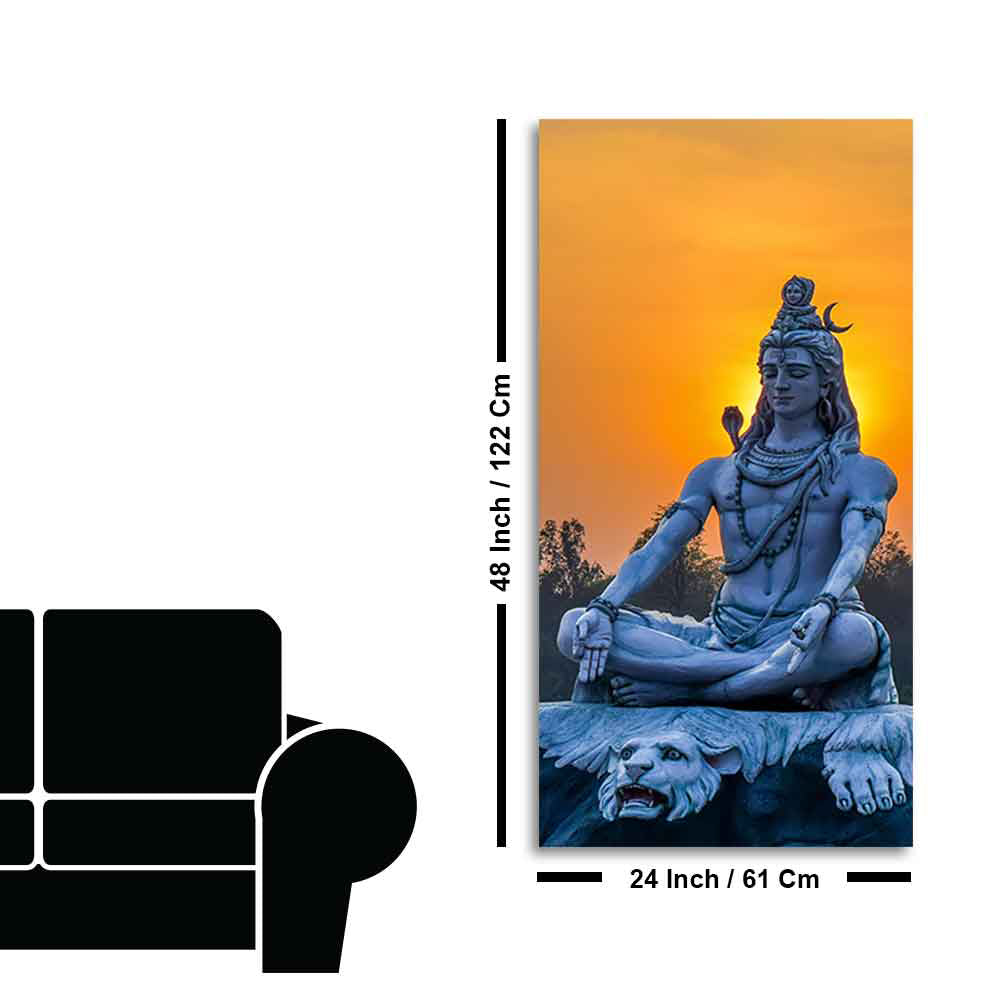 Wall Painting of Lord Shiva Statue with wooden Frame